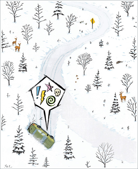 Jori Bolton - Globe and Mail Illustration - Snowy Car Crash