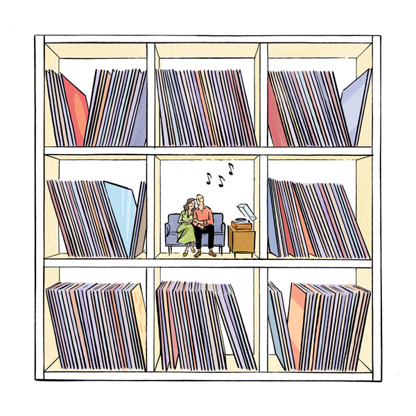 Record Collectors Illustration by Jori Bolton for the Weekly Standard